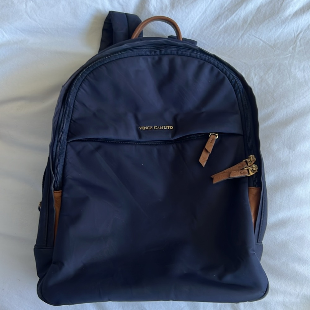 Blue with faux leather brown detail Vince Camuto Backpack nylon - Picture 4 of 10